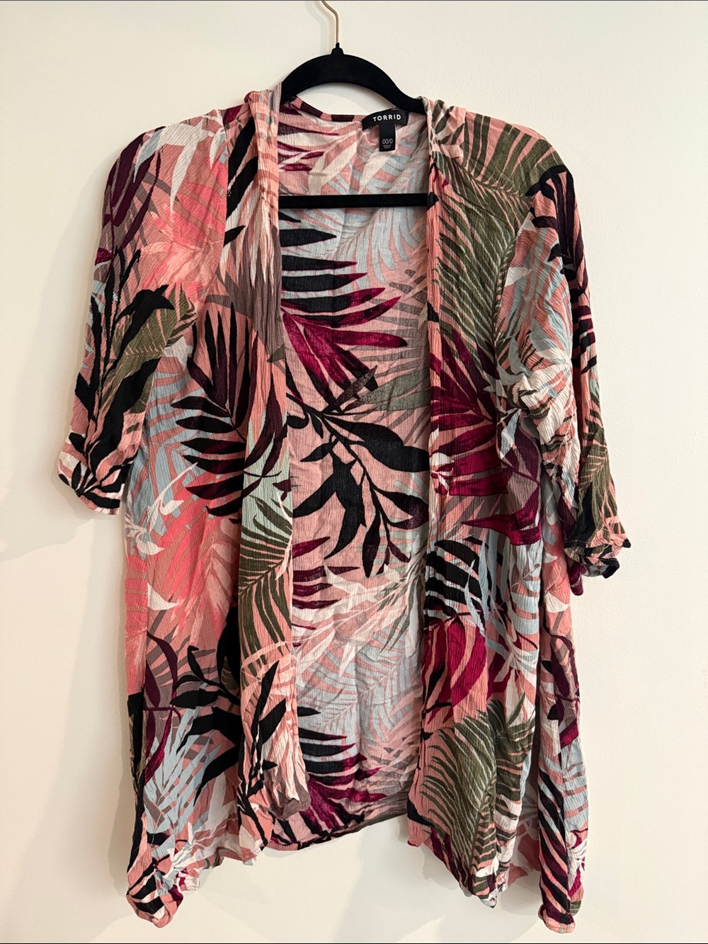torrid Pink & Green Tropical Leaf Swim Cover-Up